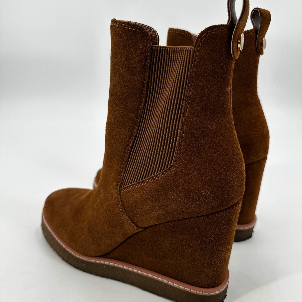 Steve Madden Brown‎ Suede Wedge Morris Booties Ankle Boots Platform Streetwear - Picture 3 of 10